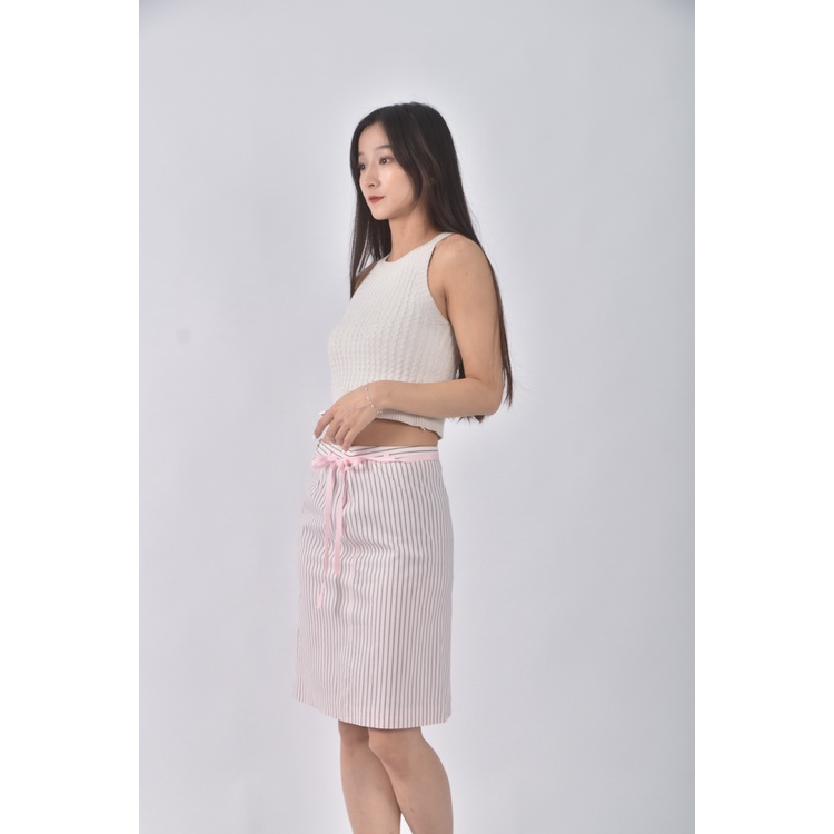 (S) mastina質感棉質條紋粉色短裙二手衣, , large