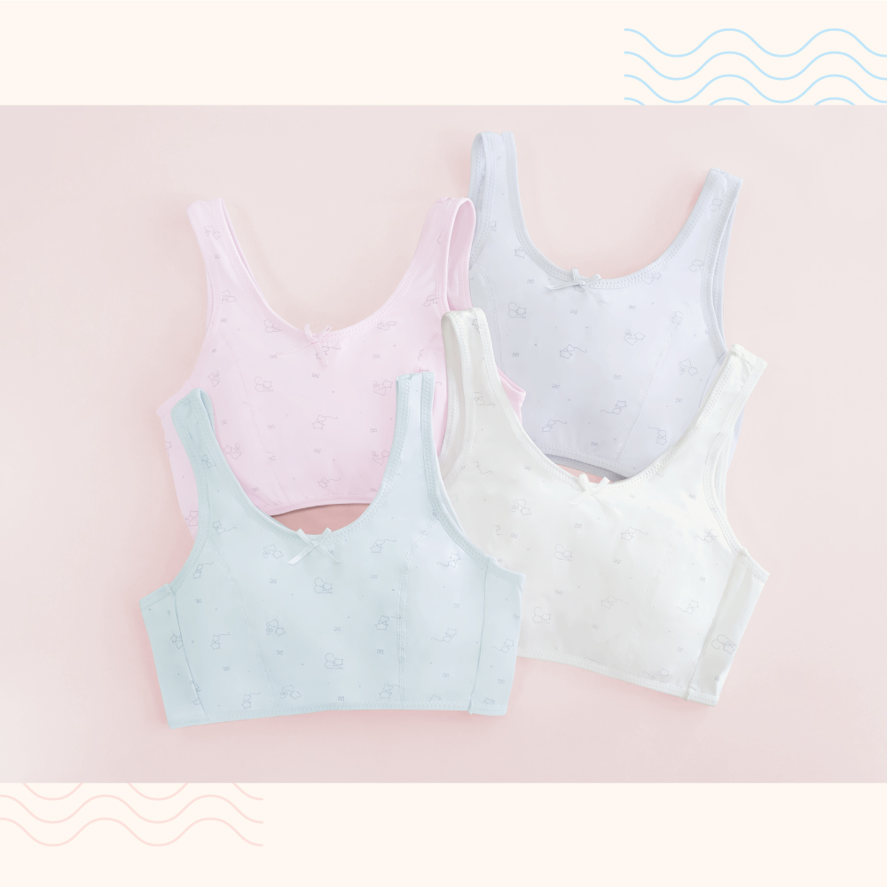 Clany MIT Seamless Wireless Bra – Pink Kitty Youth Cooling Bra, Size S–Q/2XL, Style 8038-31 (For Teens, Growth Support), , large