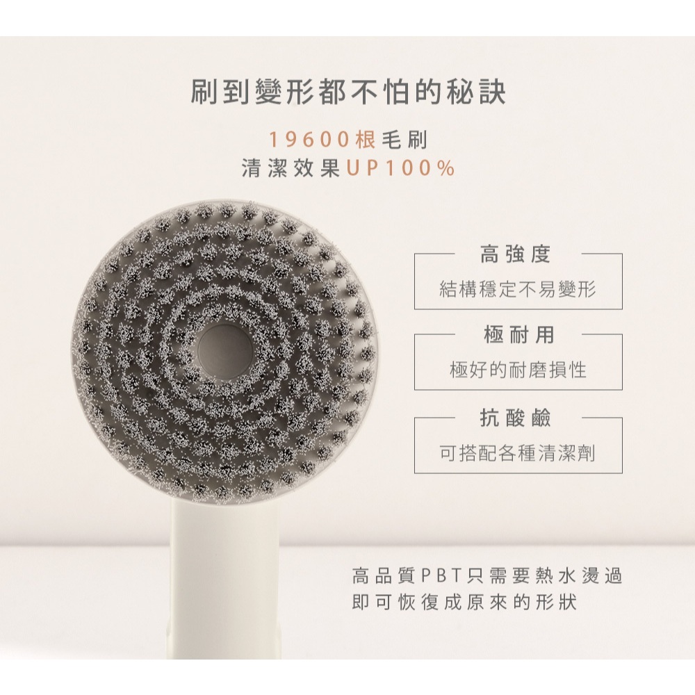 ARTISAN奧堤森 第三代USB兩用電動清潔刷 多功能 無線電動 清洗刷 清洗機 清洗高處 多刷頭 耐用 耐磨 暖月灰, , large
