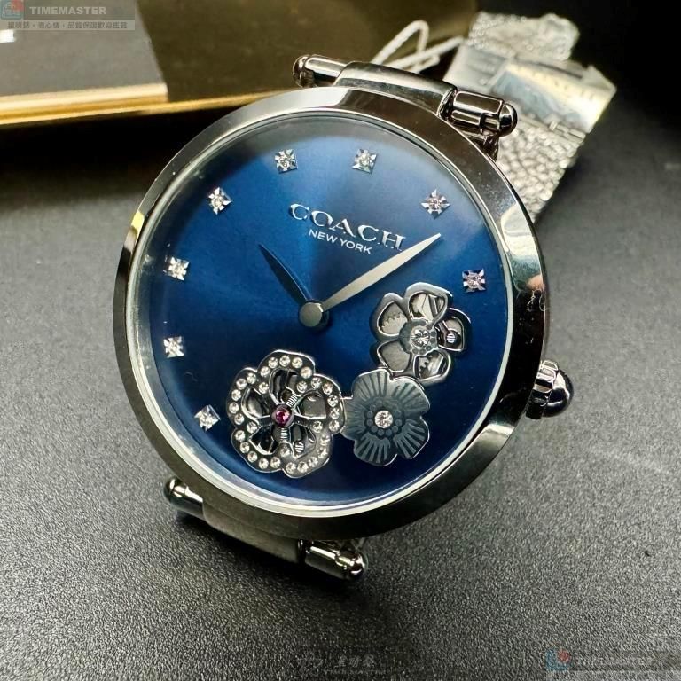 [星晴錶業]COACH手錶,34mm,CH00260銀寶藍色錶面銀錶殼銀色米蘭錶帶款, , large