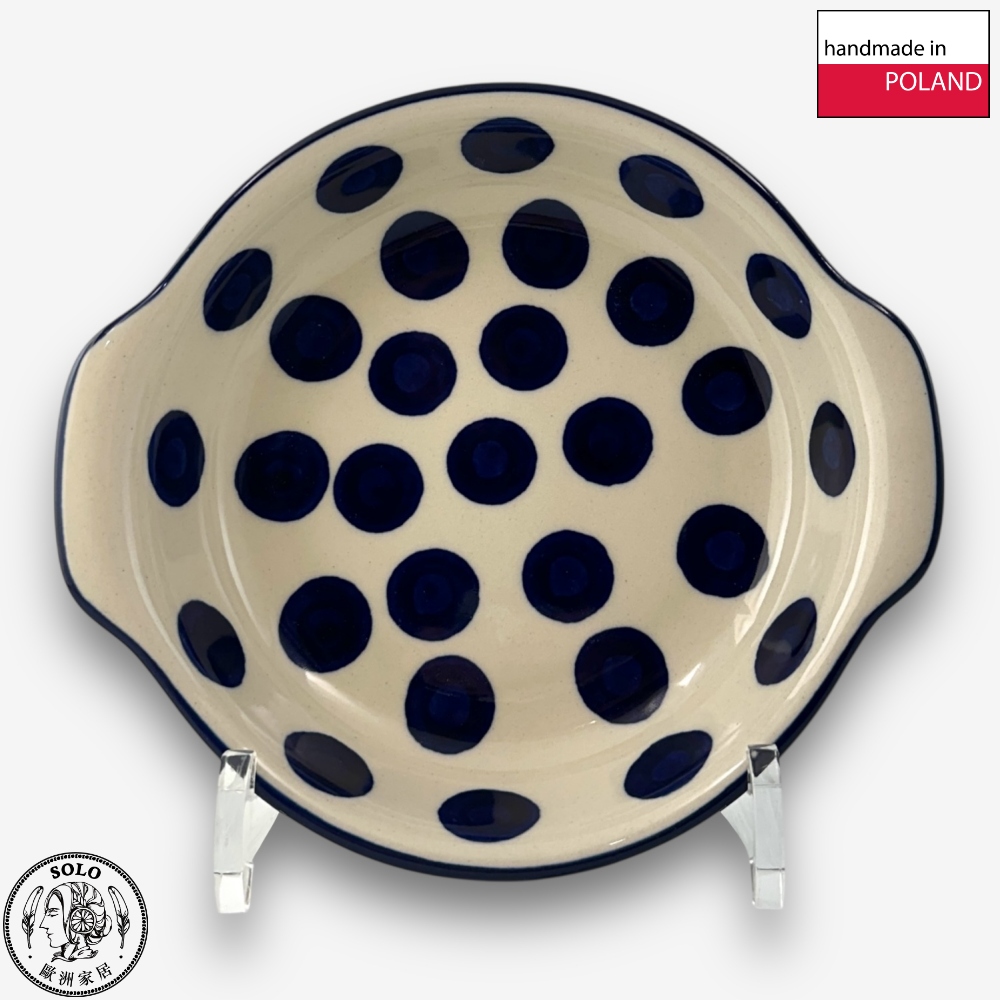 【SOLO Vintage】CA Polish Pottery 18.5cm Baking Dish Jade Water Droplets Series Made in Poland, , large