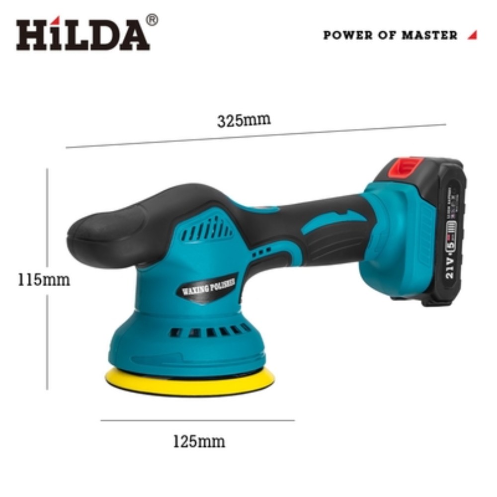 【HILDA】希爾達電動工具 21V 雙電 鋰電無線打蠟機 12配件組 可拋光、打磨 可依照不同需求調整轉速, , large