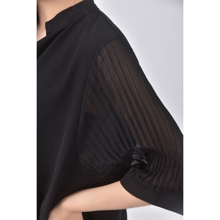 (XL) e h a n韓牌薄紗黑色短袖上衣二手衣, , large