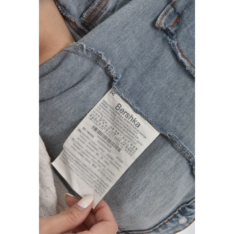 (S) bershka丹寧牛仔排扣藍色外套二手衣, , large