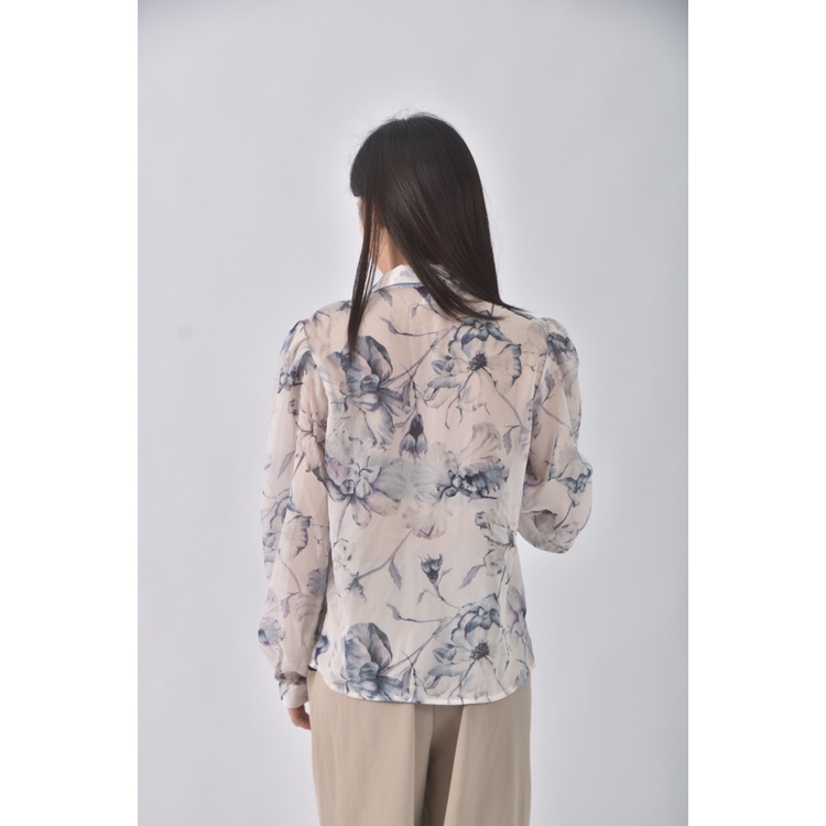 (S) amy company質感花紋白色短袖上衣二手衣, , large