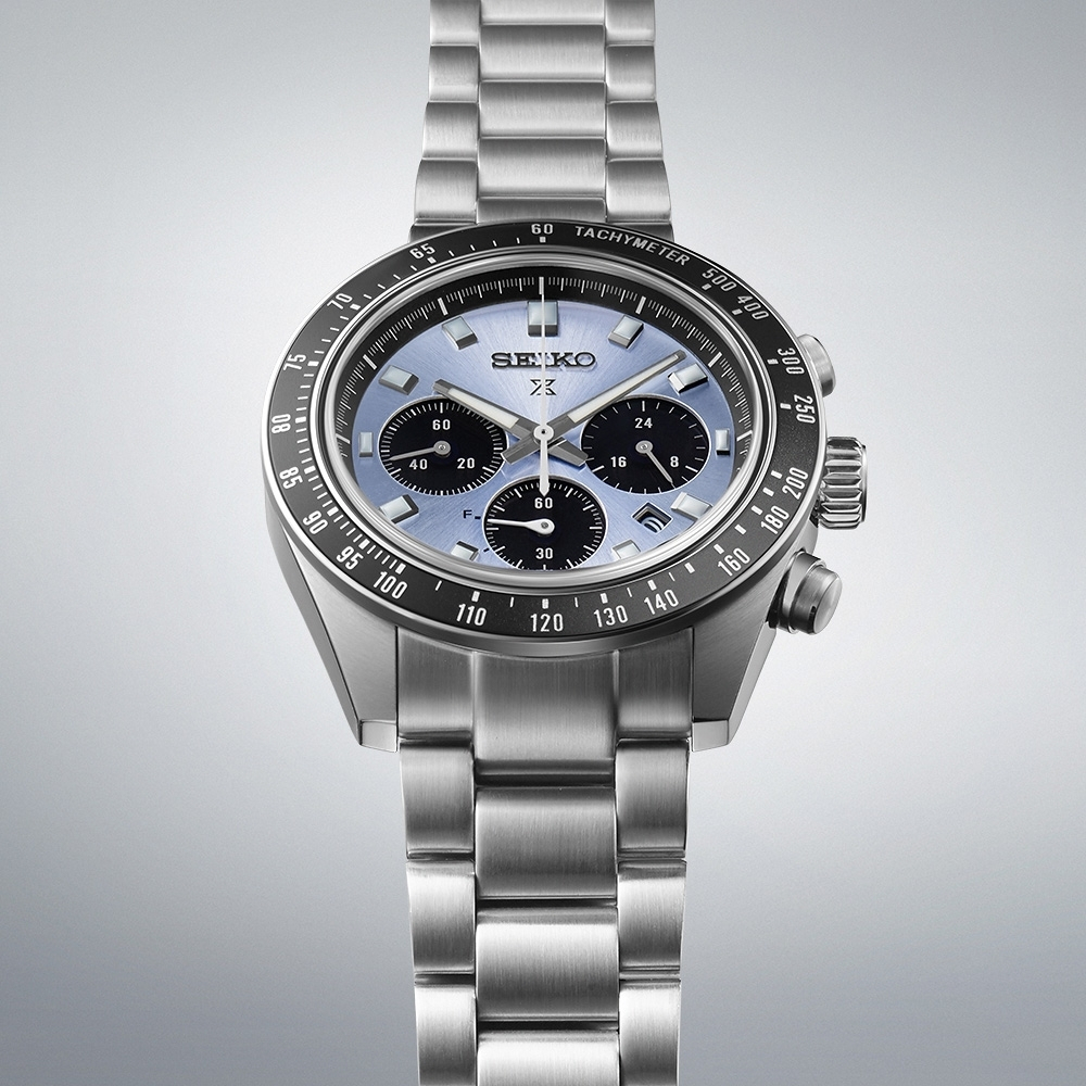 SEIKO 精工 SPEEDTIMER 冰藍熊貓 太陽能計時錶 SSC935P1/V192-0AH0U, , large