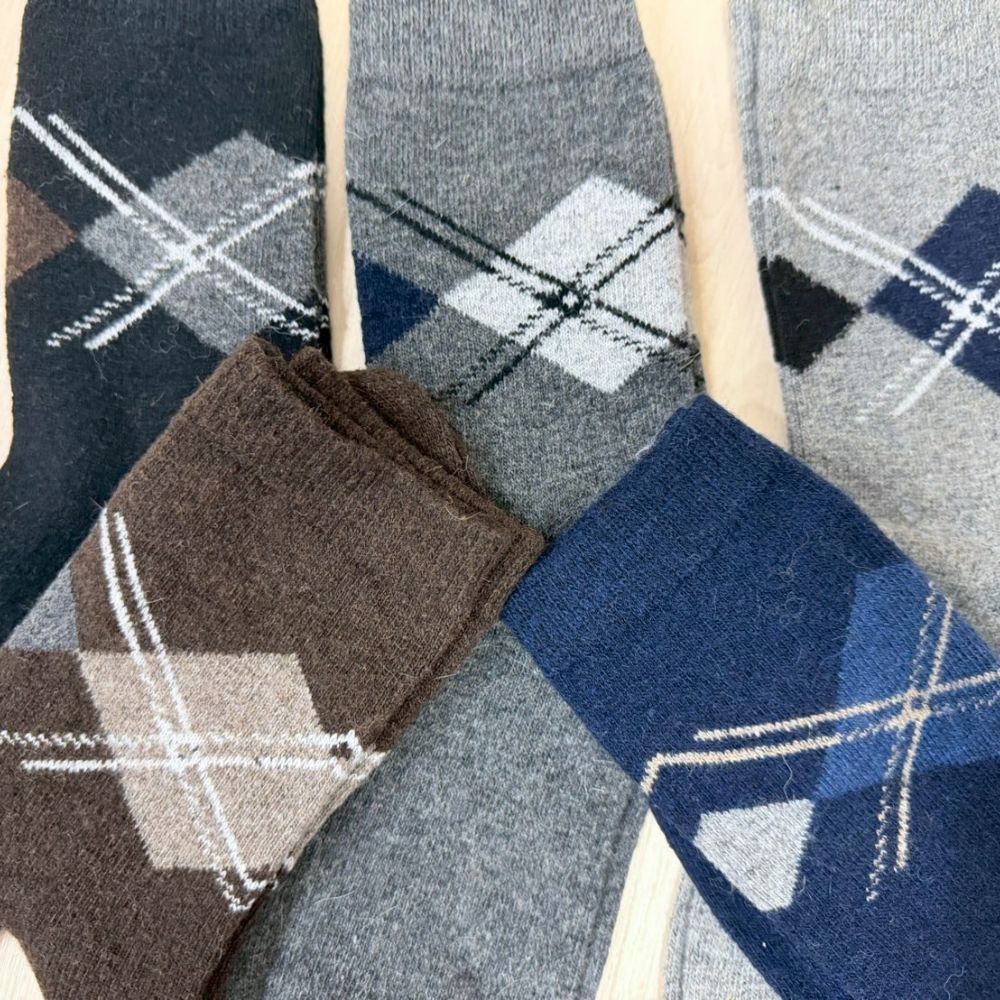 [Kaimi Cotton] 7-Pair Set &ndash; Random Colors &ndash; Winter Essential (Men&rsquo;s) Premium Thermal Wool Socks &ndash; Cold-Proof / Warm / Long Winter Socks &ndash; Plaid Design, , large