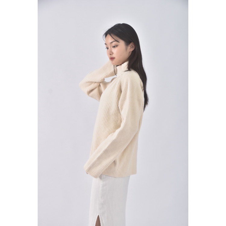 (F) niceioi質感高領白色長袖上衣二手衣, , large