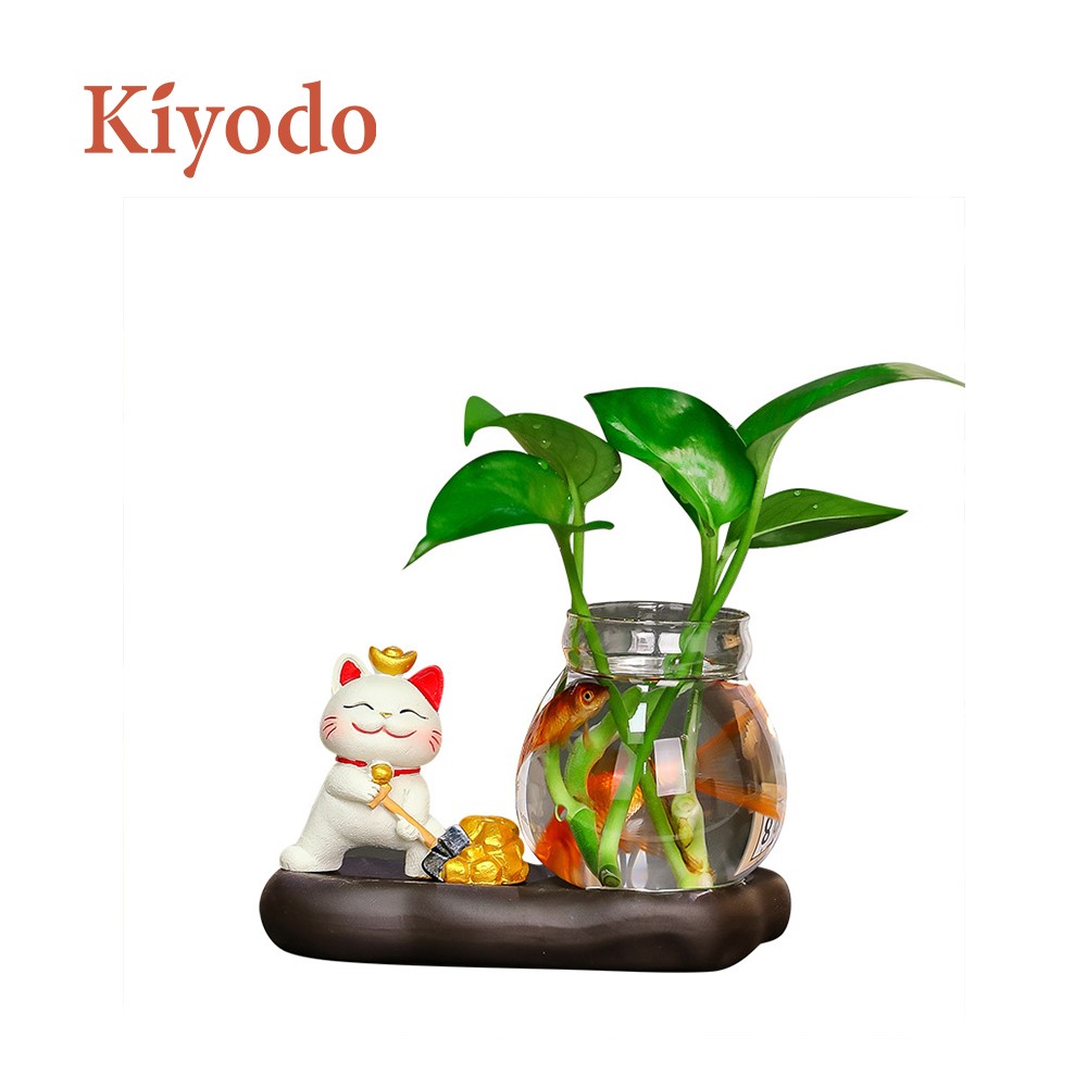 KIYODO招財貓水培植物擺件, , large