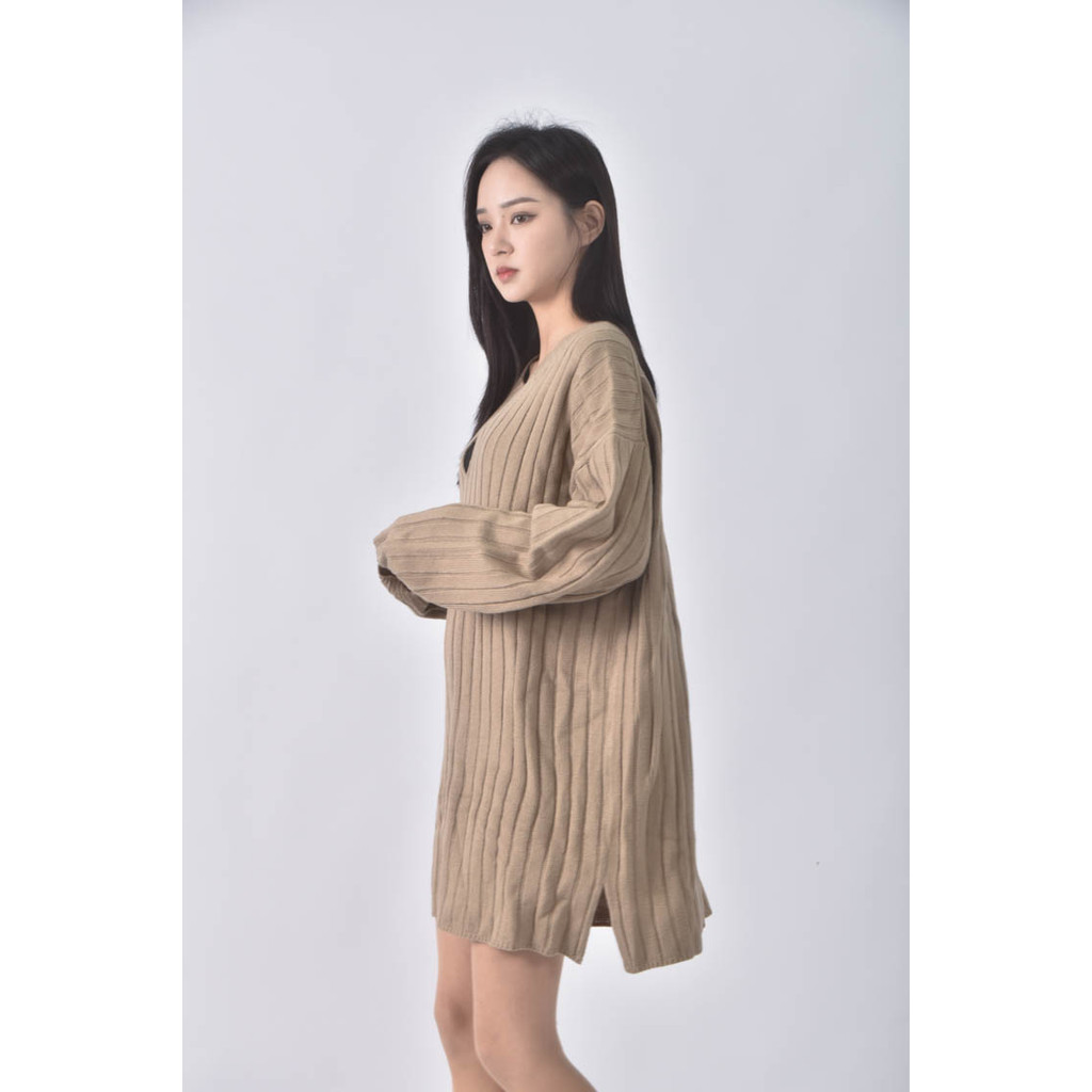(XL) amissaV領、落肩棕色洋裝二手衣, , large