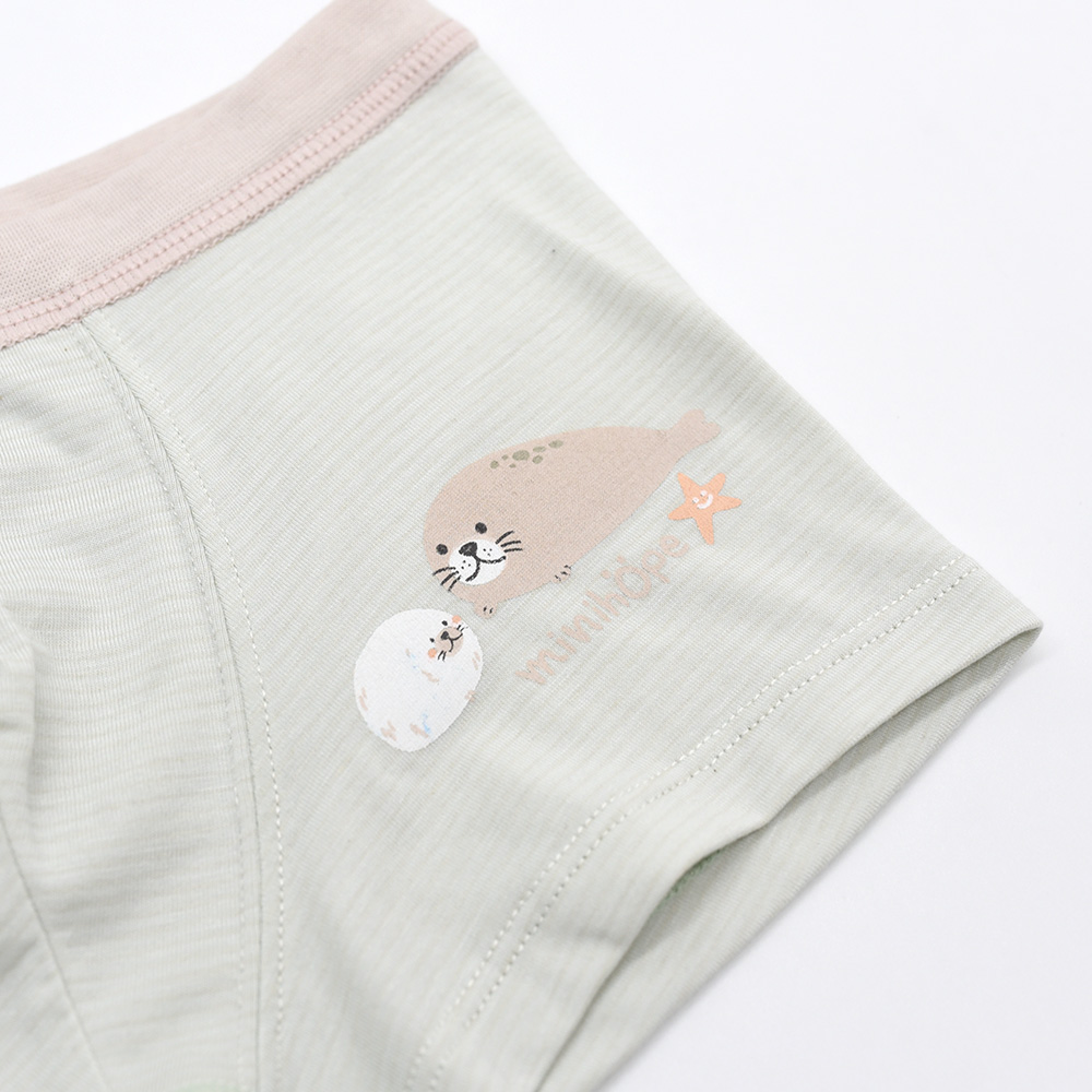 minihope美好的親子生活-男童四角褲-溫柔對話的海豹-XS, , large