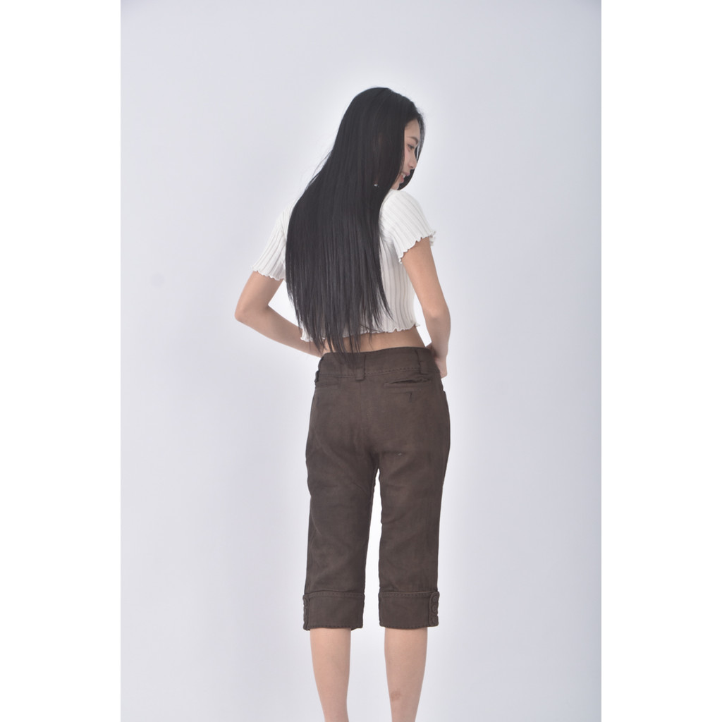 (2XL) mia mia丹寧牛仔五分綠色長褲二手衣, , large