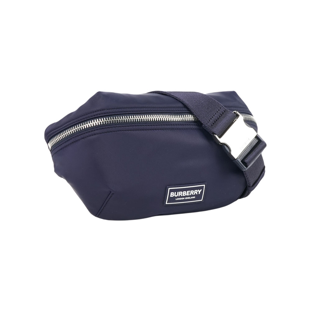 BURBERRY Talbot 白色方形標誌尼龍帆布腰包/胸口包(海軍藍), , large
