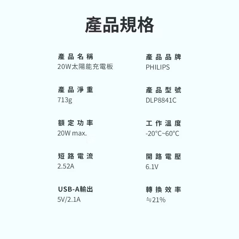 【Leo手機周邊專賣店】PHILIPS飛利浦  太陽能充電板20W, , large