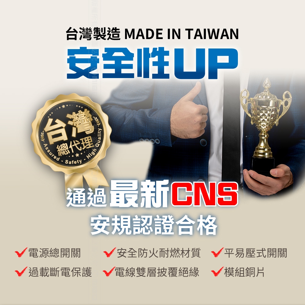 ENERGIZER 勁量 按壓式開關 延長線 7開3孔6座 1.8米 EPB-736L6 環保包(無泡殼、紙板), , large