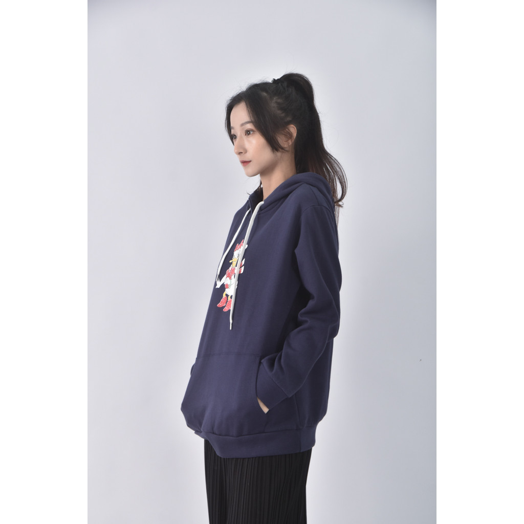 (XL) genquo質感棉質連帽藍色長袖上衣二手衣, , large