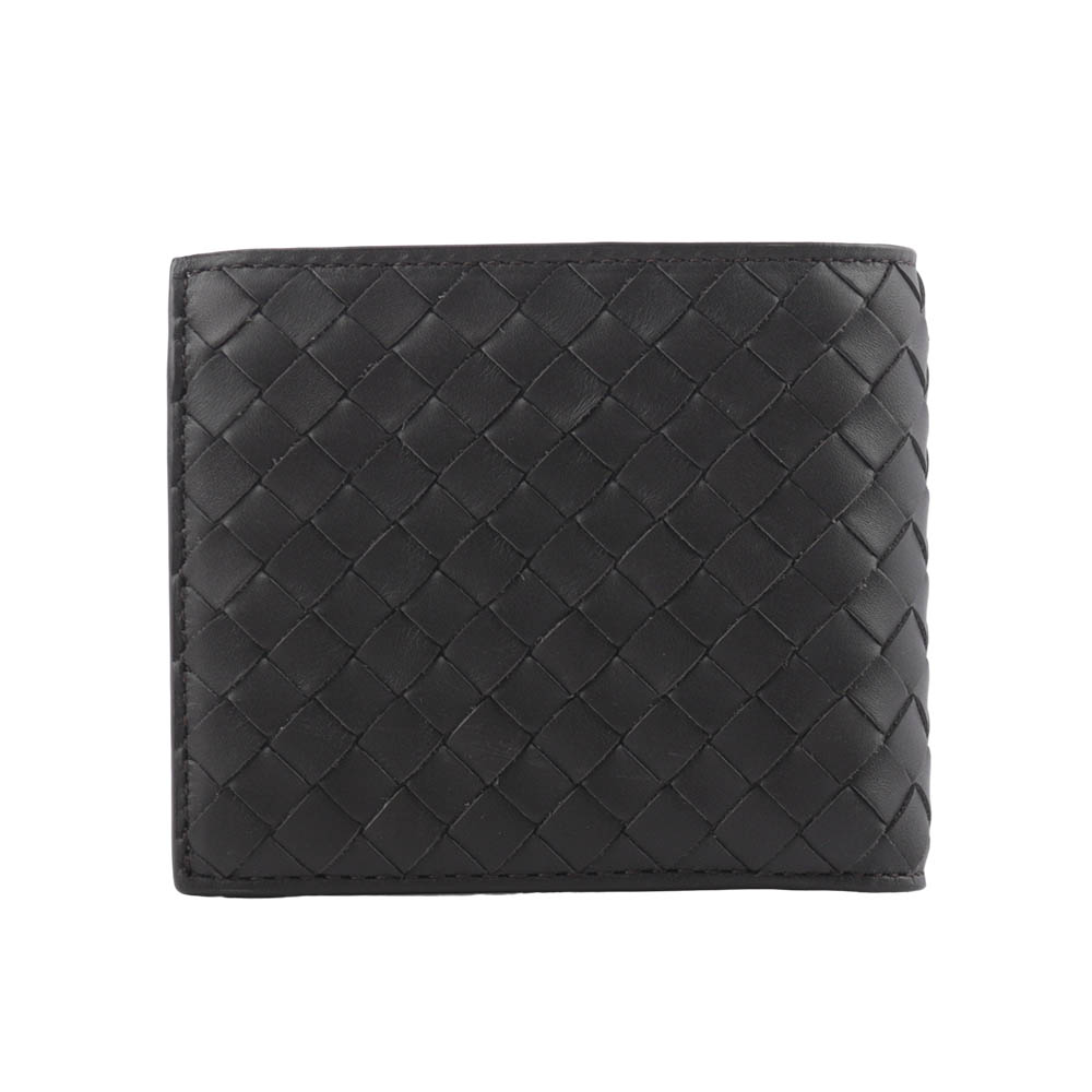 BOTTEGA VENETA 小牛皮編織零錢袋對開短夾/咖啡色, , large