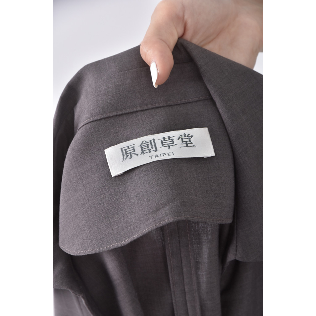 (M) 原創草堂翻領灰色外套二手衣, , large