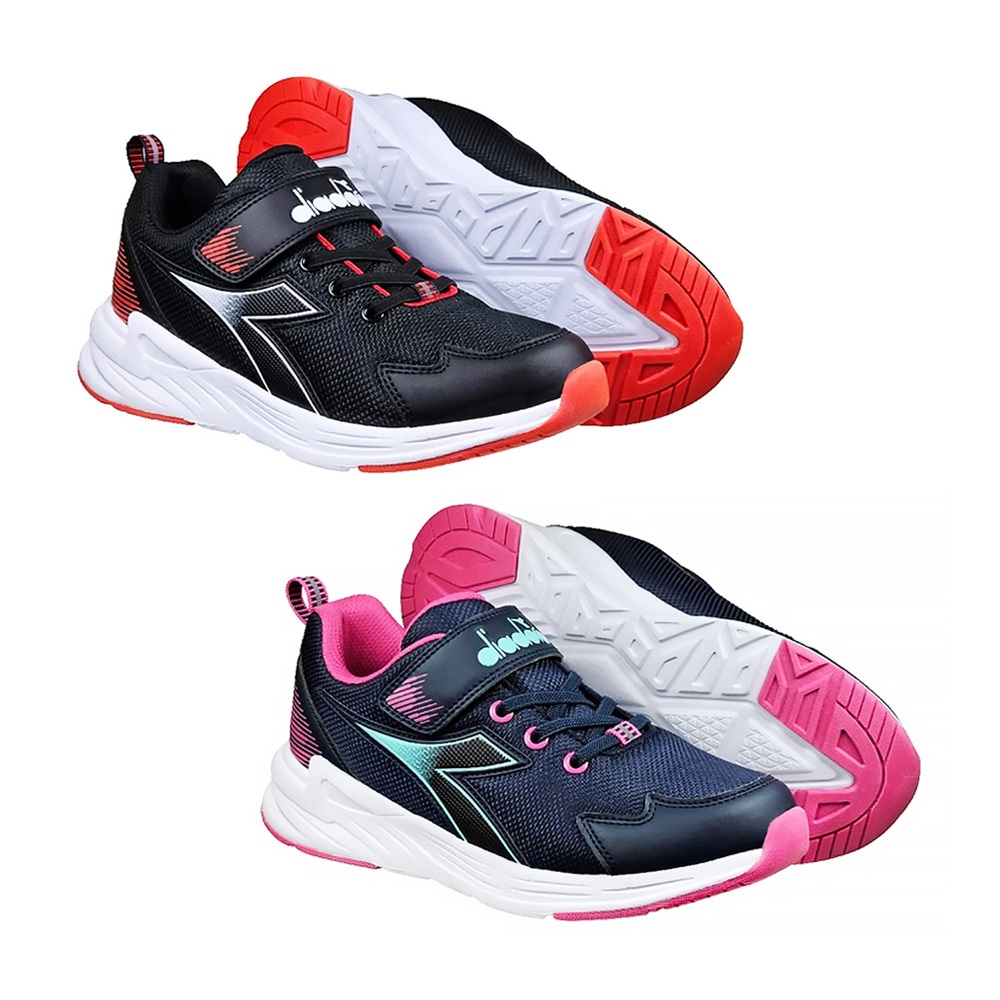 DIADORA迪亞多那 鮫鯊大童慢跑鞋 童運動鞋 童鞋 寬楦 魔鬼氈 保護後跟 輕量 吸震 抗菌 除臭 防滑 黑紅 藍粉, , large