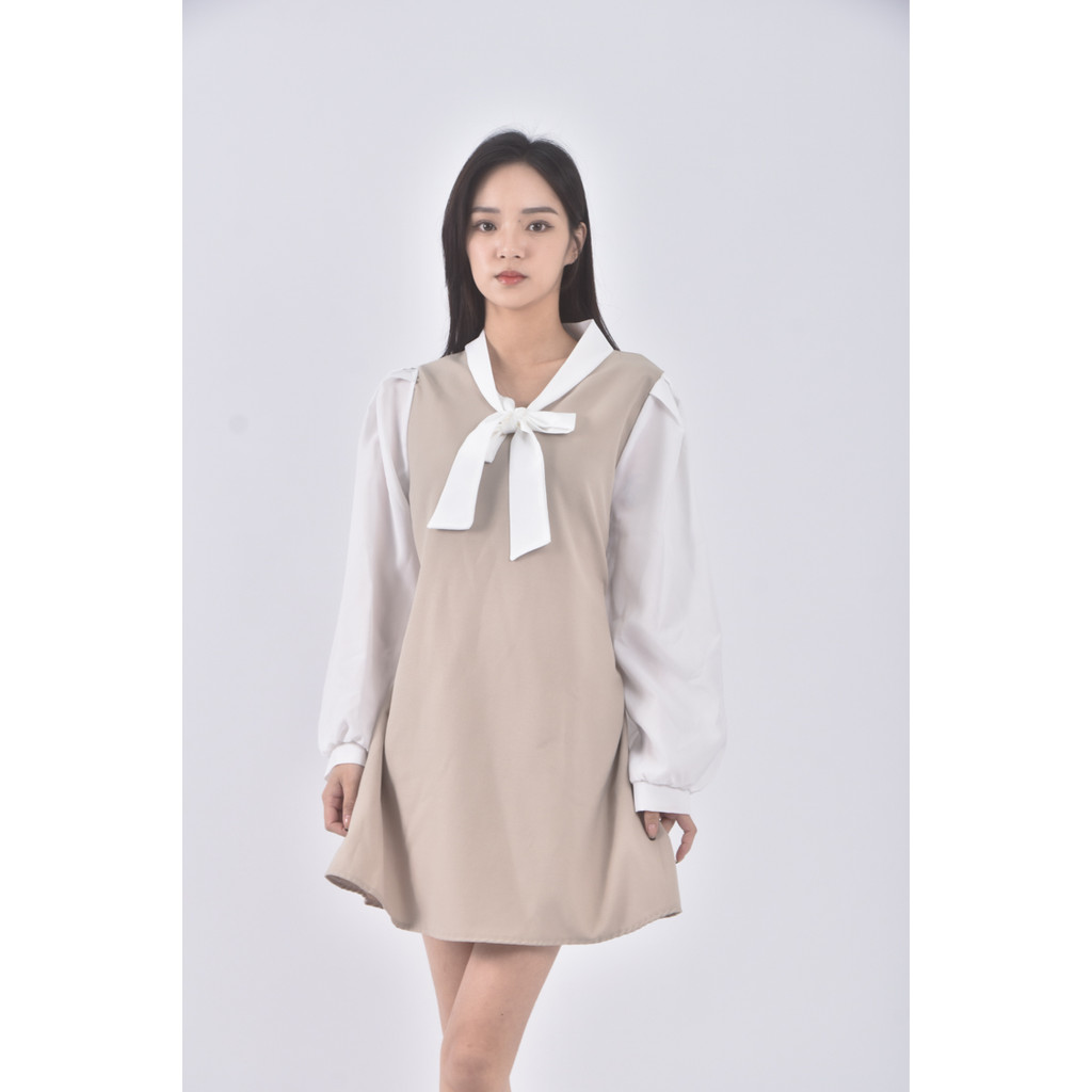 (S) miss hong韓牌質感綁帶領口綠色洋裝二手衣, , large
