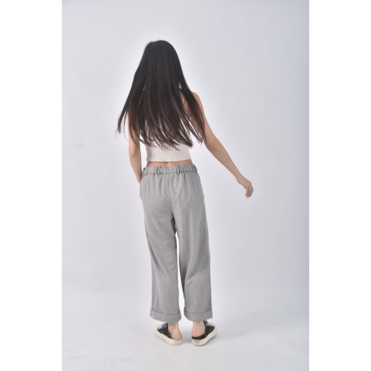 (M) giordano ladies高腰質感灰色長褲二手衣, , large