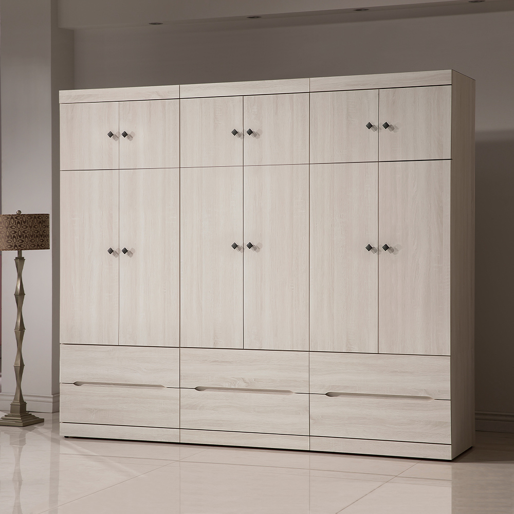 【唯熙傢俱】肯尼斯鋼刷白2.7尺衣櫃, , large