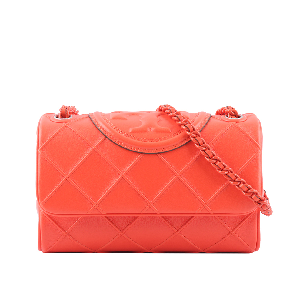 TORY BURCH Fleming 縫線翻蓋小款二用包/紅莓色, , large