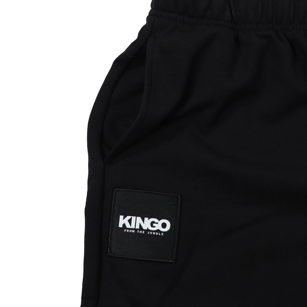 KINGO-女大尺碼-鬆緊腰 棉短褲-黑-444314, , large