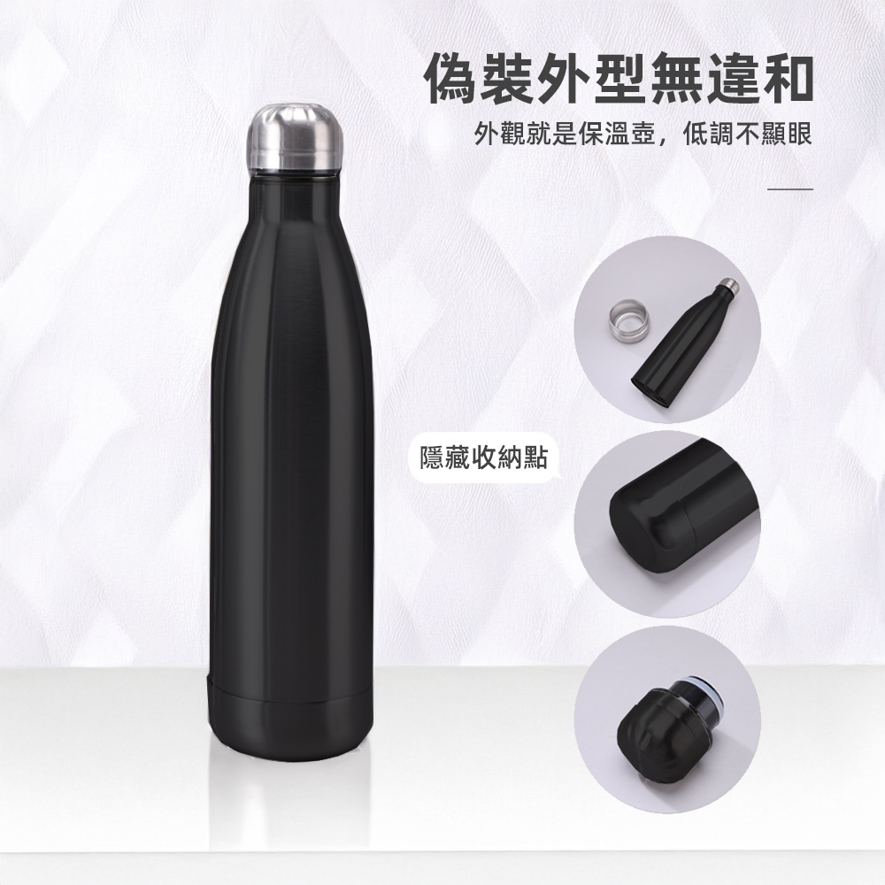 【上手家居】秘密藏匿運動水壺 黑色(運動水壺/不鏽鋼水壺/保溫壺/保冷杯/健身水壺), , large