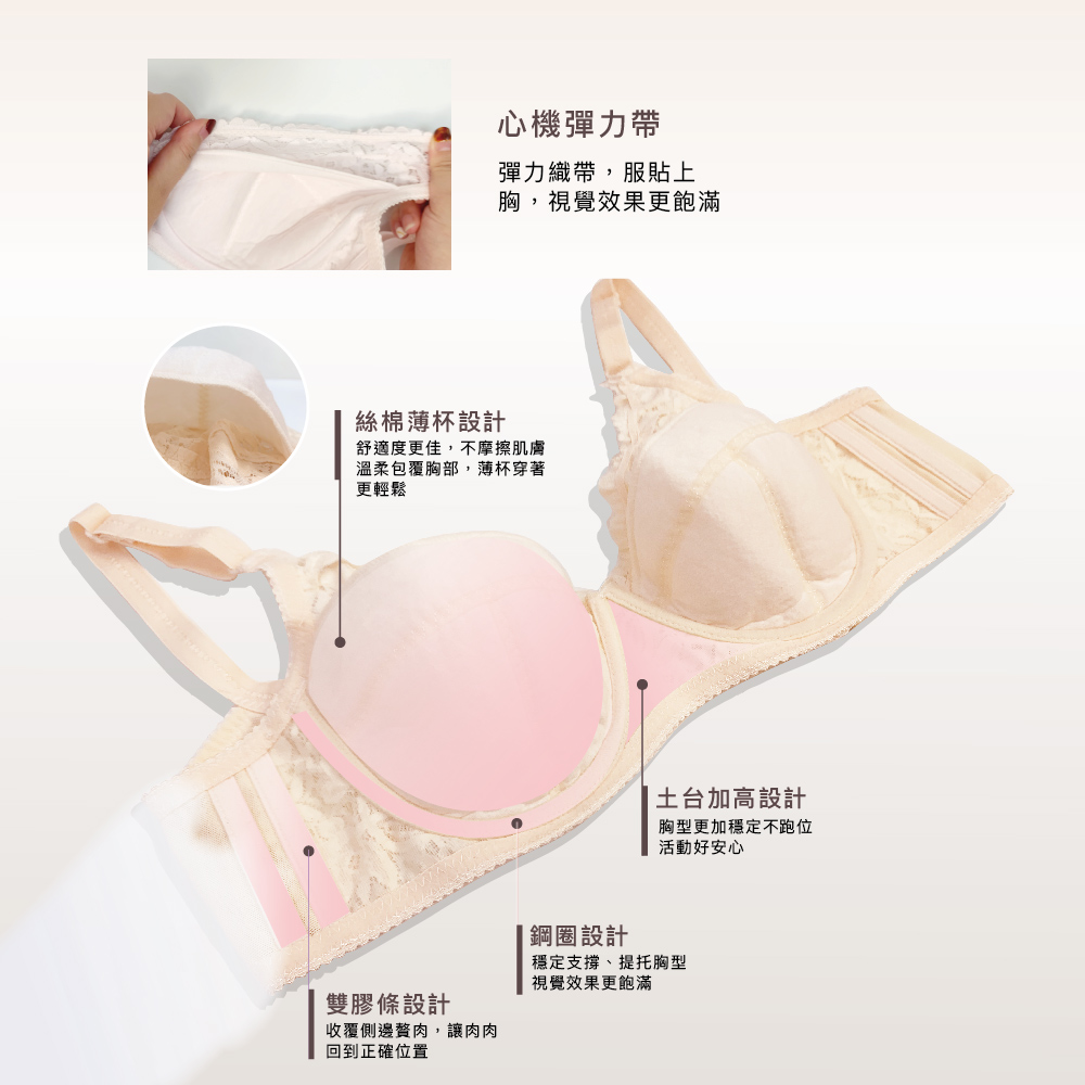 【Clany可蘭霓】舒活女人蕾絲包覆CD內衣(春漾膚 6671-11), , large