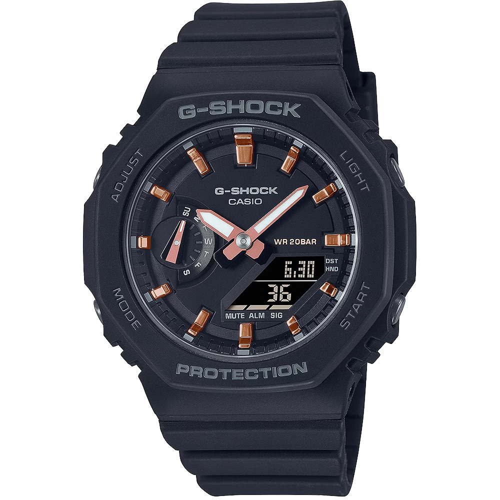 CASIO 卡西歐 G-SHOCK 八角 黑色霧面雙顯手錶 GMA-S2100-1A