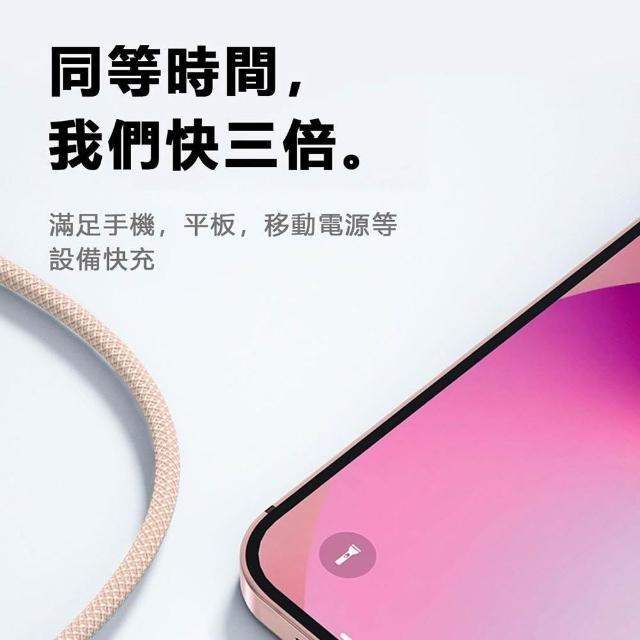 2入組 蘋果60W疾速快充 Type-C to Type-C青綠編織充電線1M, , large