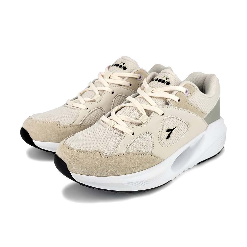 DIADORA迪亞多那 時尚透氣慢跑女鞋 女運動鞋 慢跑鞋 寬楦 防潑水 保護後跟 吸震 減壓 厚底 耐磨 止滑 黑 米, , large