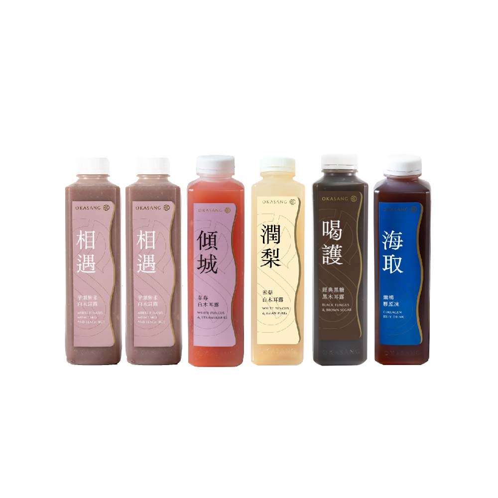 [日進生技]O卡桑療芋生活木耳露組｜1000ml*6(芋頭紫米白木耳露*2、草莓白木耳露*1、雪梨白木耳露*1、黑糖黑木耳露*1、纖暢膠原凍*1)