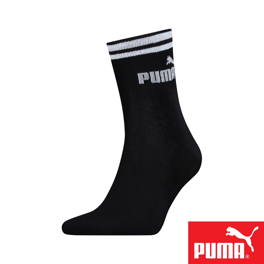 PUMA 經典雙條紋運動中筒襪1雙裝BLACKPINK ROS&Eacute; 網美襪 男襪 女襪 運動襪 小腿襪 簡約 高彈 黑襪
