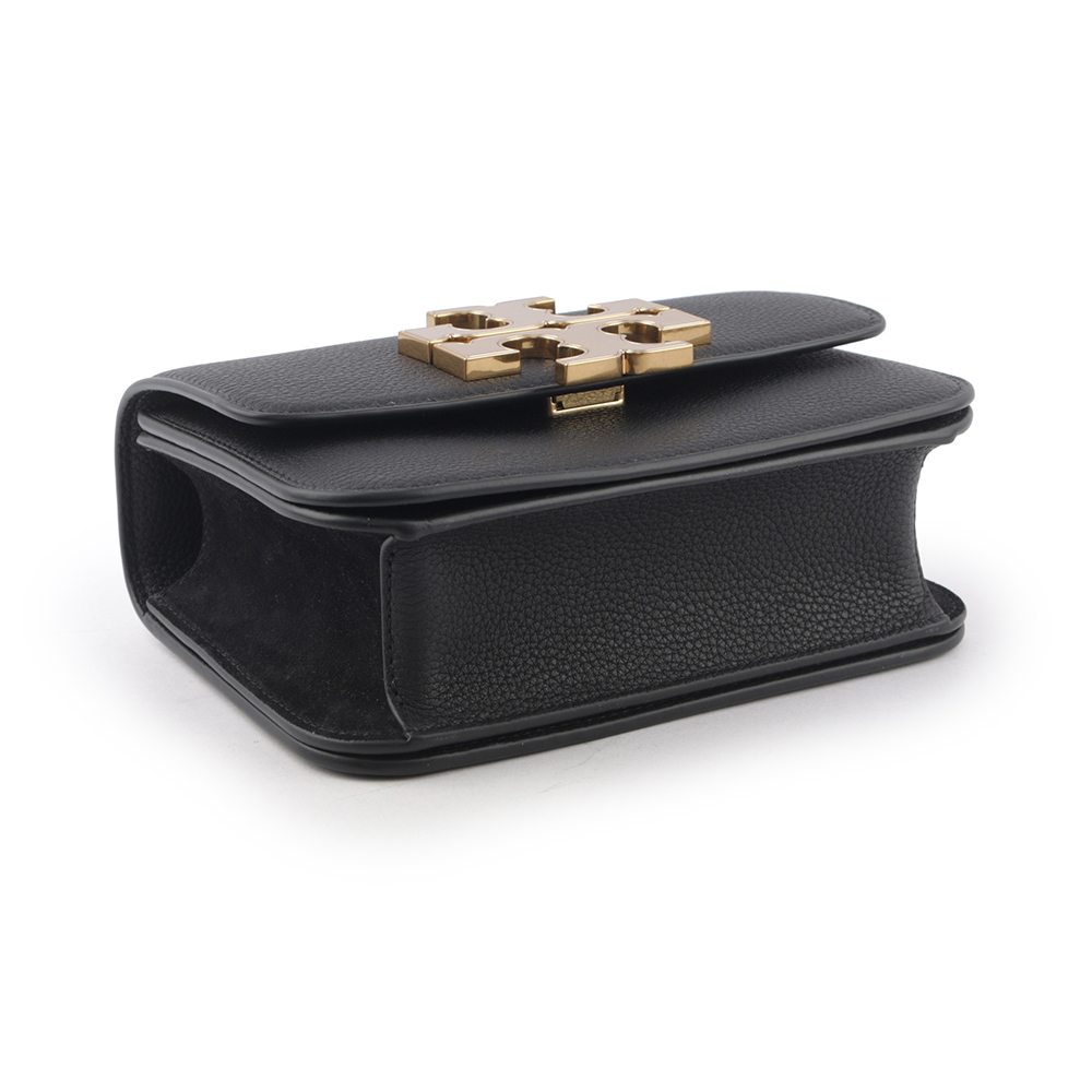 TORY BURCH Eleanor 荔枝皮革大標誌翻蓋小款二用包/黑色, , large
