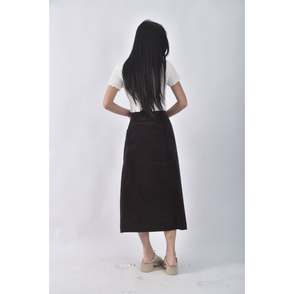 (L) 燈芯絨黑色長裙二手衣, , large