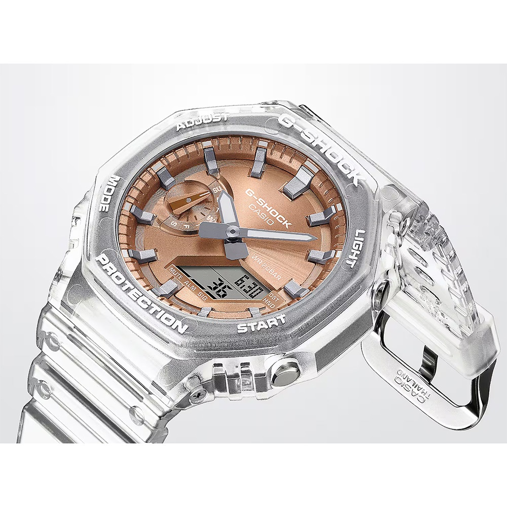 CASIO 卡西歐 G-SHOCK 半透明感 金屬蒸鍍工藝 雙顯電子錶 手錶 GA-2100BM-7A5, , large