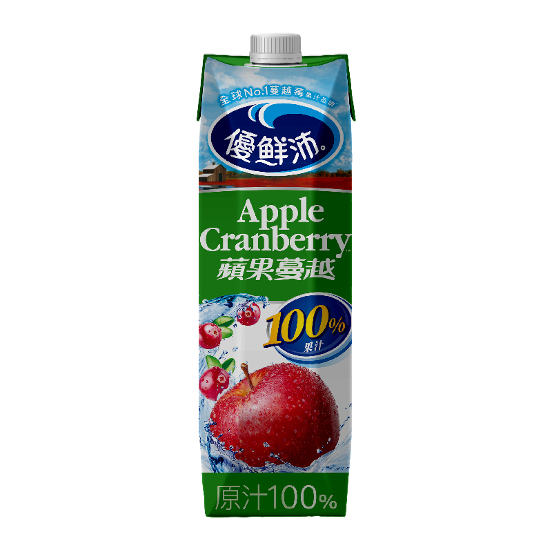 優鮮沛100 蘋果蔓越莓綜合果汁1000ml, , large