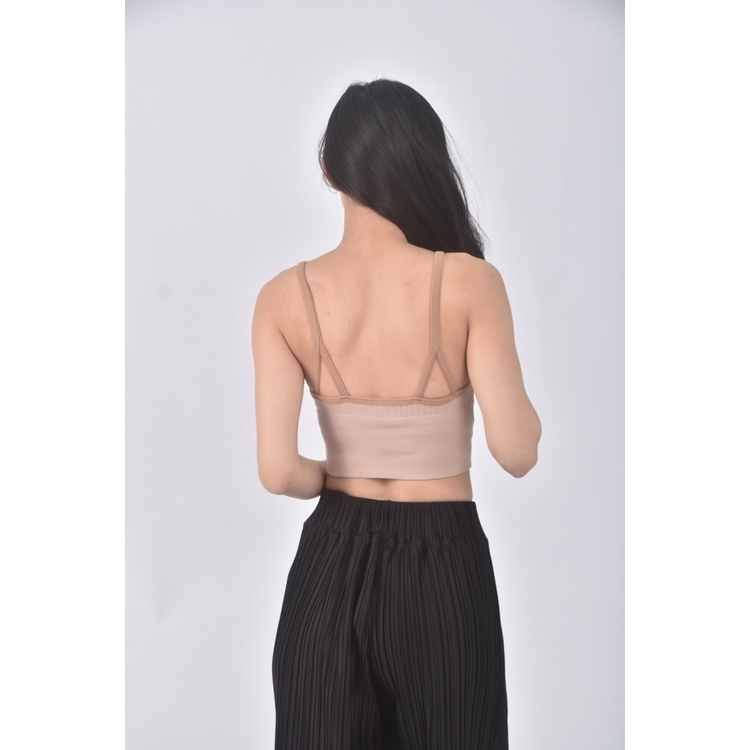 (S) 質感吊帶杏色上衣二手衣, , large