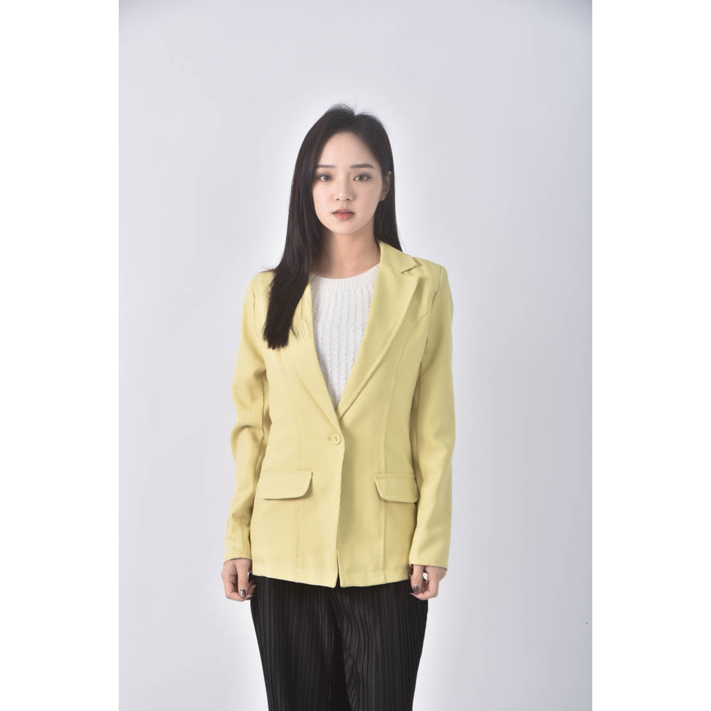 (S) 西裝素面黃色外套二手衣, , large