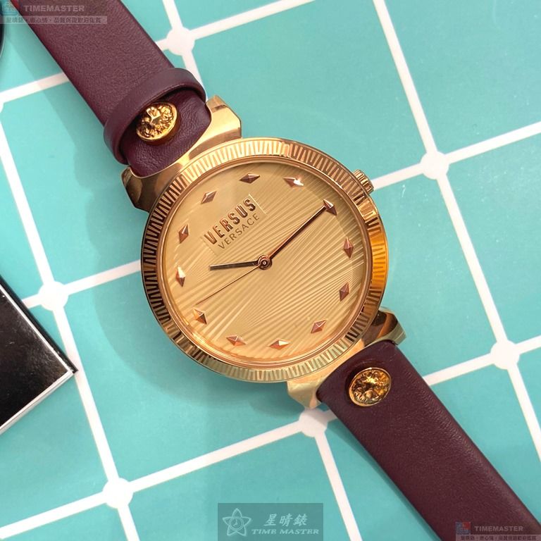 [星晴錶業]VERSUS VERSACE手錶,36mm,VV00298香檳紅錶面玫瑰金錶殼玫瑰金色精鋼錶帶款, , large