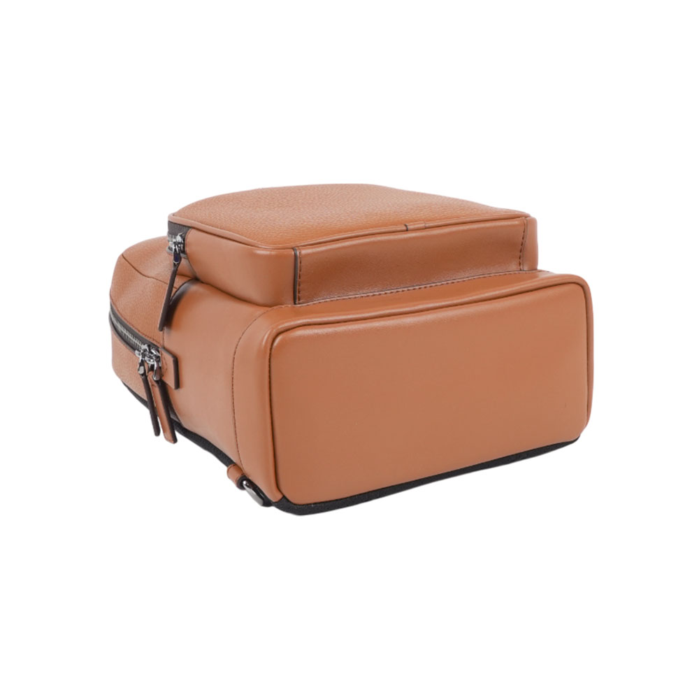 Michael Kors Cooper 銀字荔枝皮革口袋單肩背包(焦糖色), , large