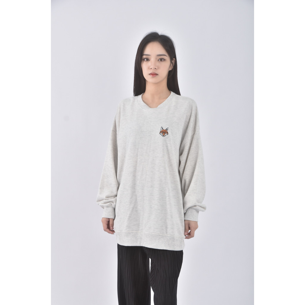 (F) riberry質感圓領灰色長袖上衣二手衣, , large