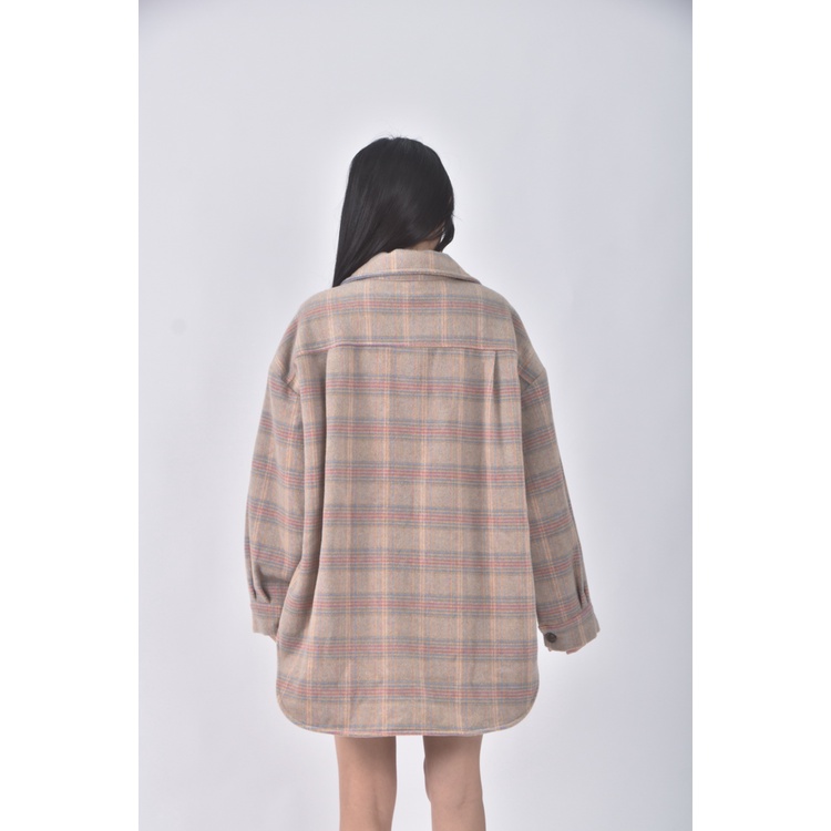 (XL) nagumo miyuki質感格紋杏色外套二手衣, , large