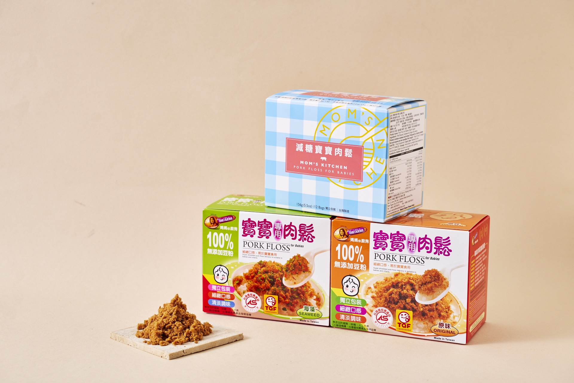 [  媽媽的廚房  ]   寶寶肉鬆綜合口味 156g  x  3  盒    ( 原味*1 + 海藻*1 + 減糖*1  )