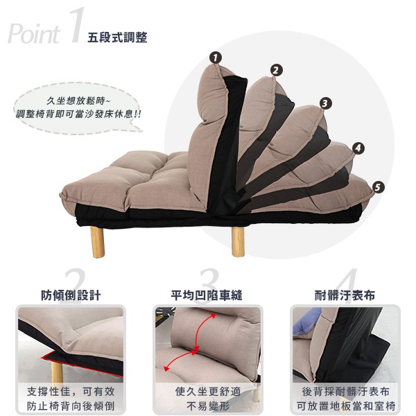 Duke simple style multifunctional double sofa bed chair, , large