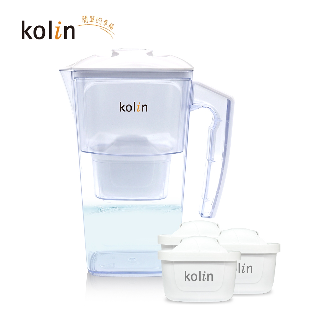 Kolin 歌林 2.5L濾水壺(內含四重濾芯*1) 加贈2芯(共1壺3芯/適用Brita), , large