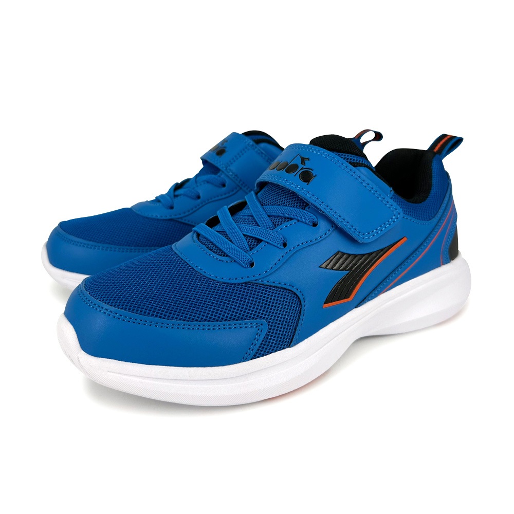 DIADORA迪亞多那 超寬楦兒童運動鞋 童運動鞋 童鞋 時尚 輕量 透氣 保護後跟 足弓支撐 耐磨 止滑 藍桔 黑紅, , large