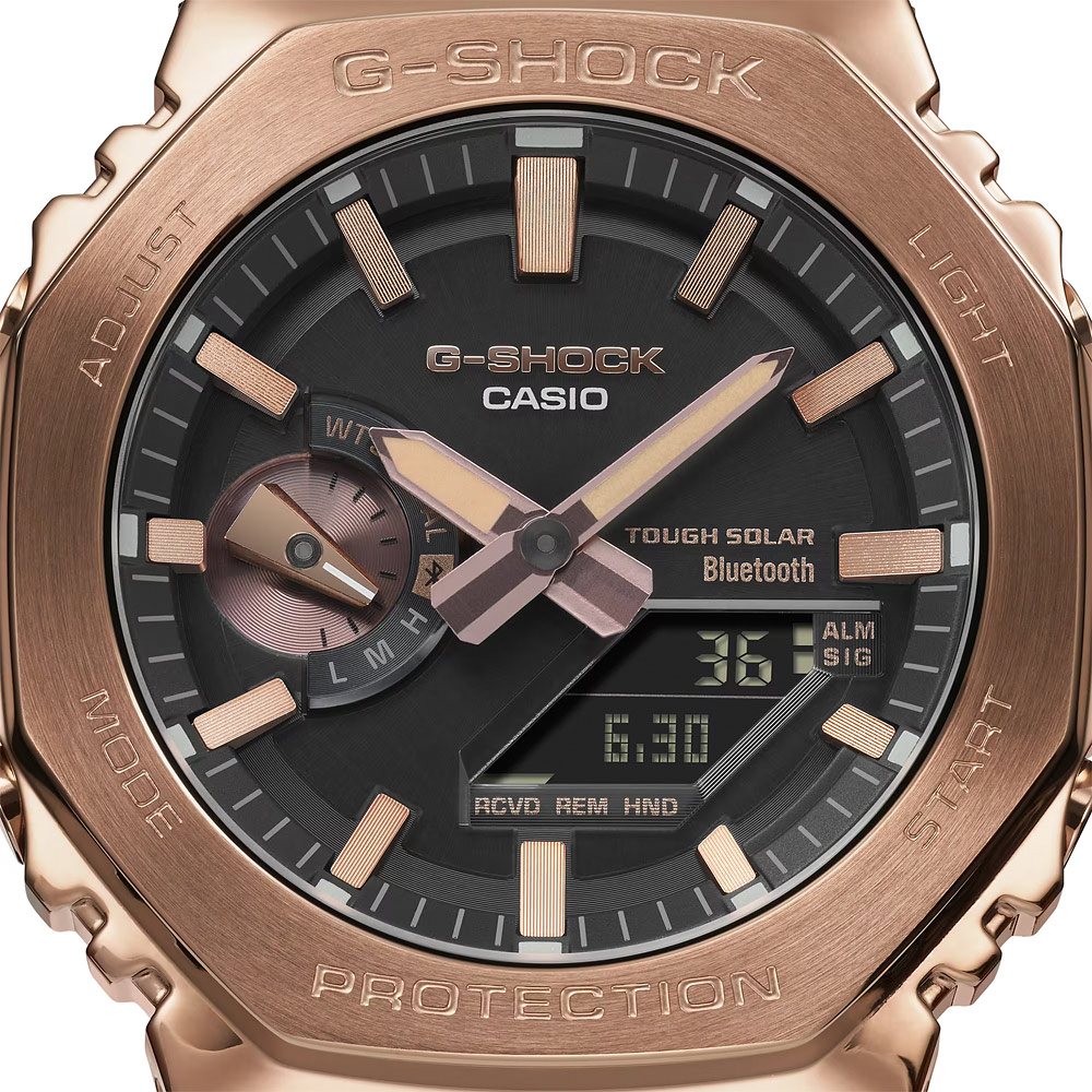 CASIO 卡西歐 G-SHOCK 八角 全金屬版 太陽能藍芽雙顯手錶-金 GM-B2100GD-5A, , large